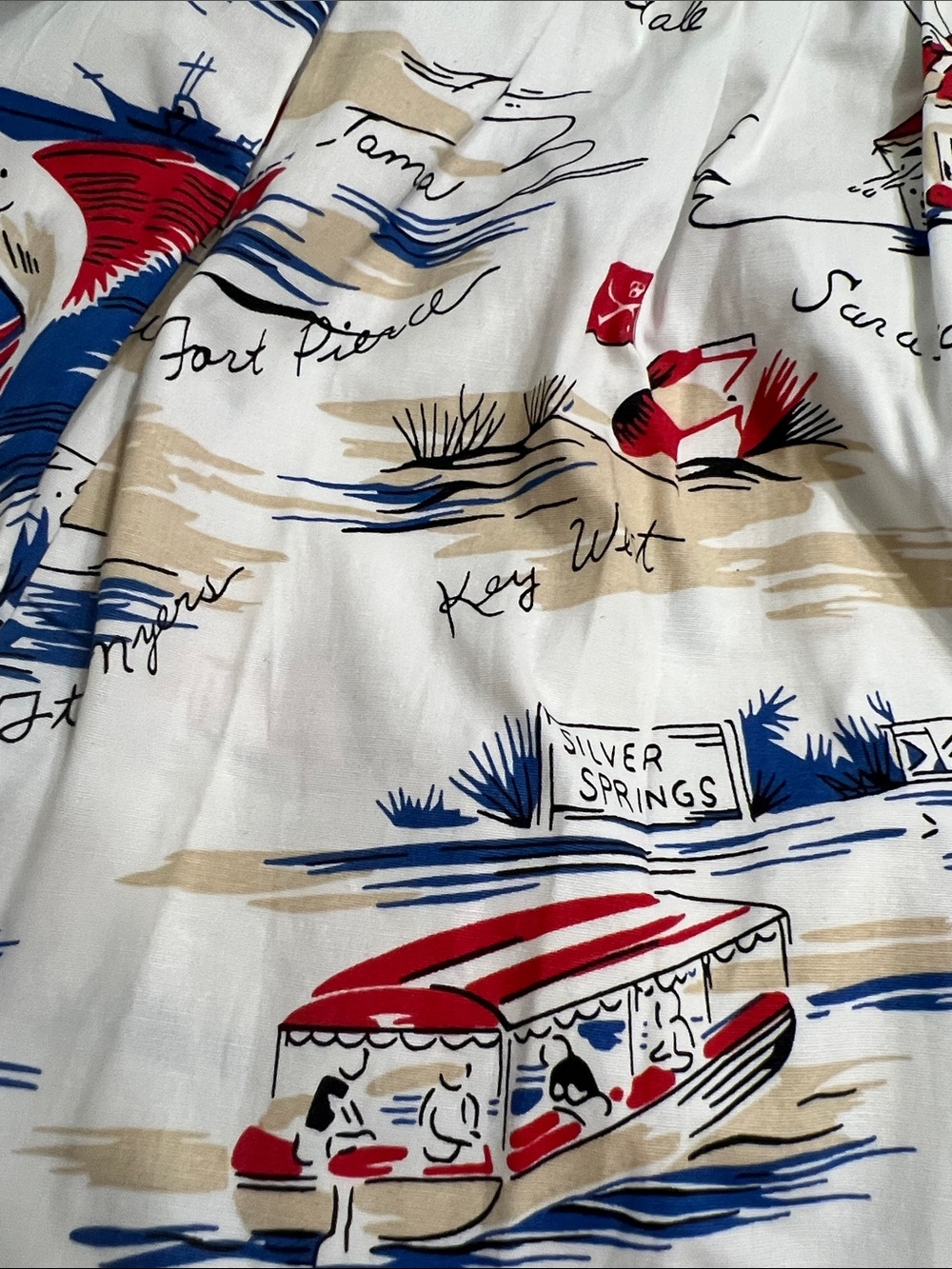 Brooks Brothers Cream Skater Skirt with Red & Blue Nautical Print - Picture 12 of 12